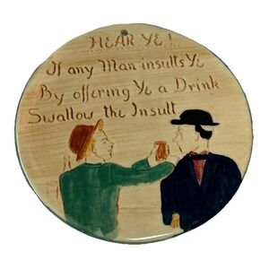 Vtg Pennsbury Pottery Wall Hanging Trivet Folk‎ Art Country Farm House Sober